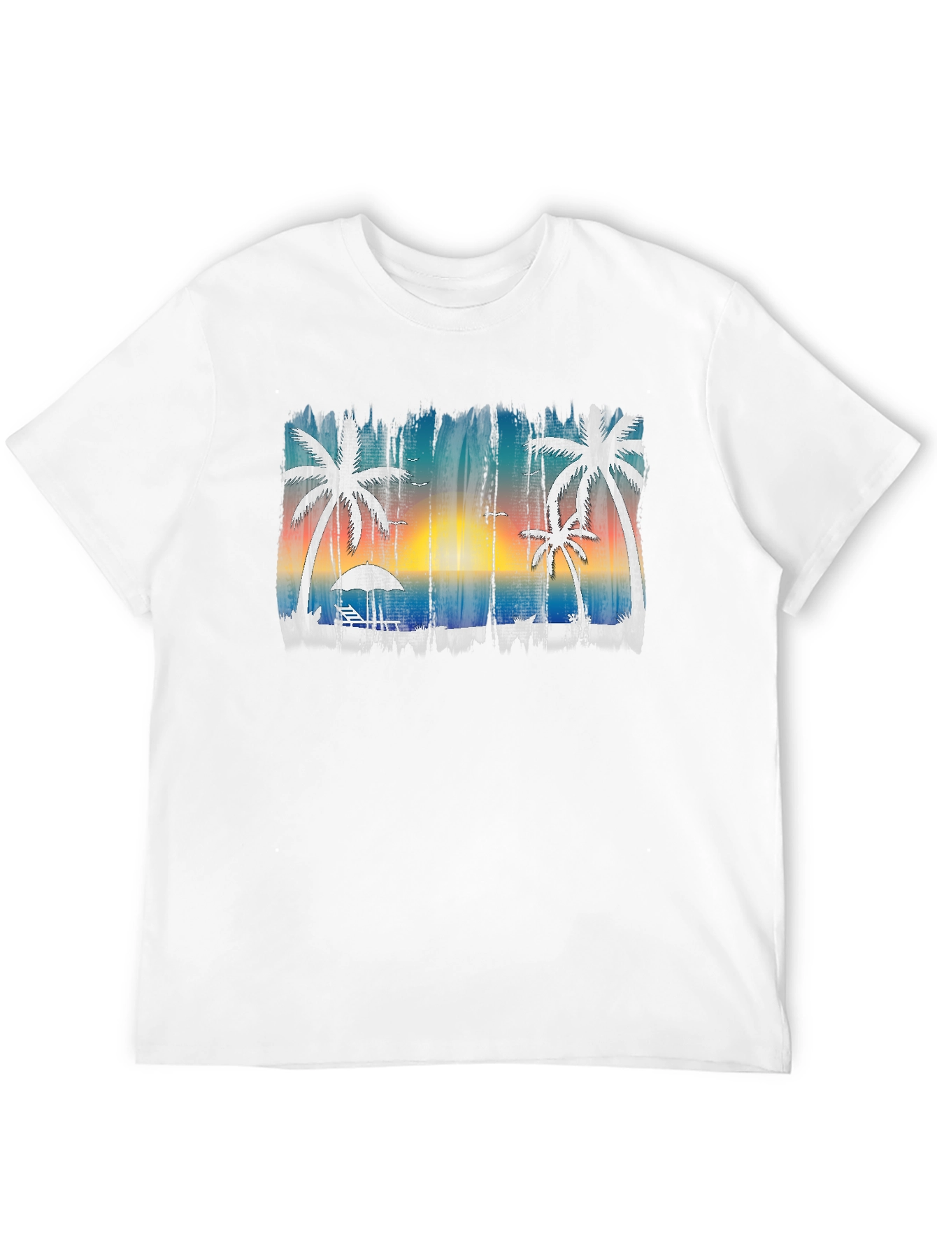 Tropical Beach Scene Mens Black T-Shirt