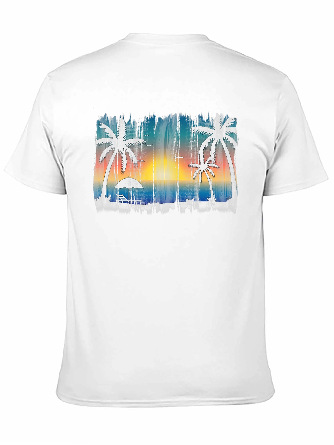 Tropical Beach Scene Mens Black T-Shirt