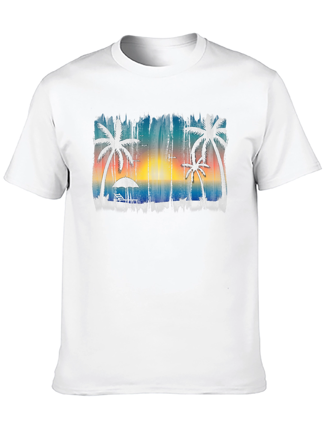Tropical Beach Scene Mens Black T-Shirt