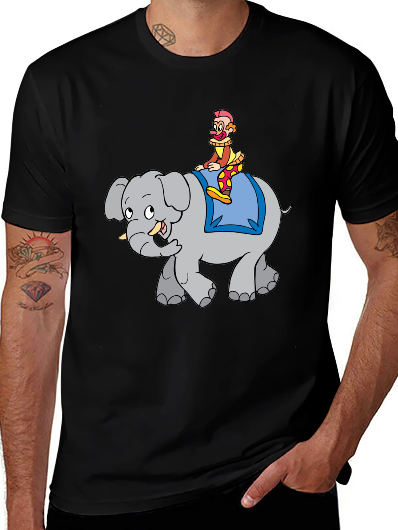 Clown Riding Elephant Graphic Tee