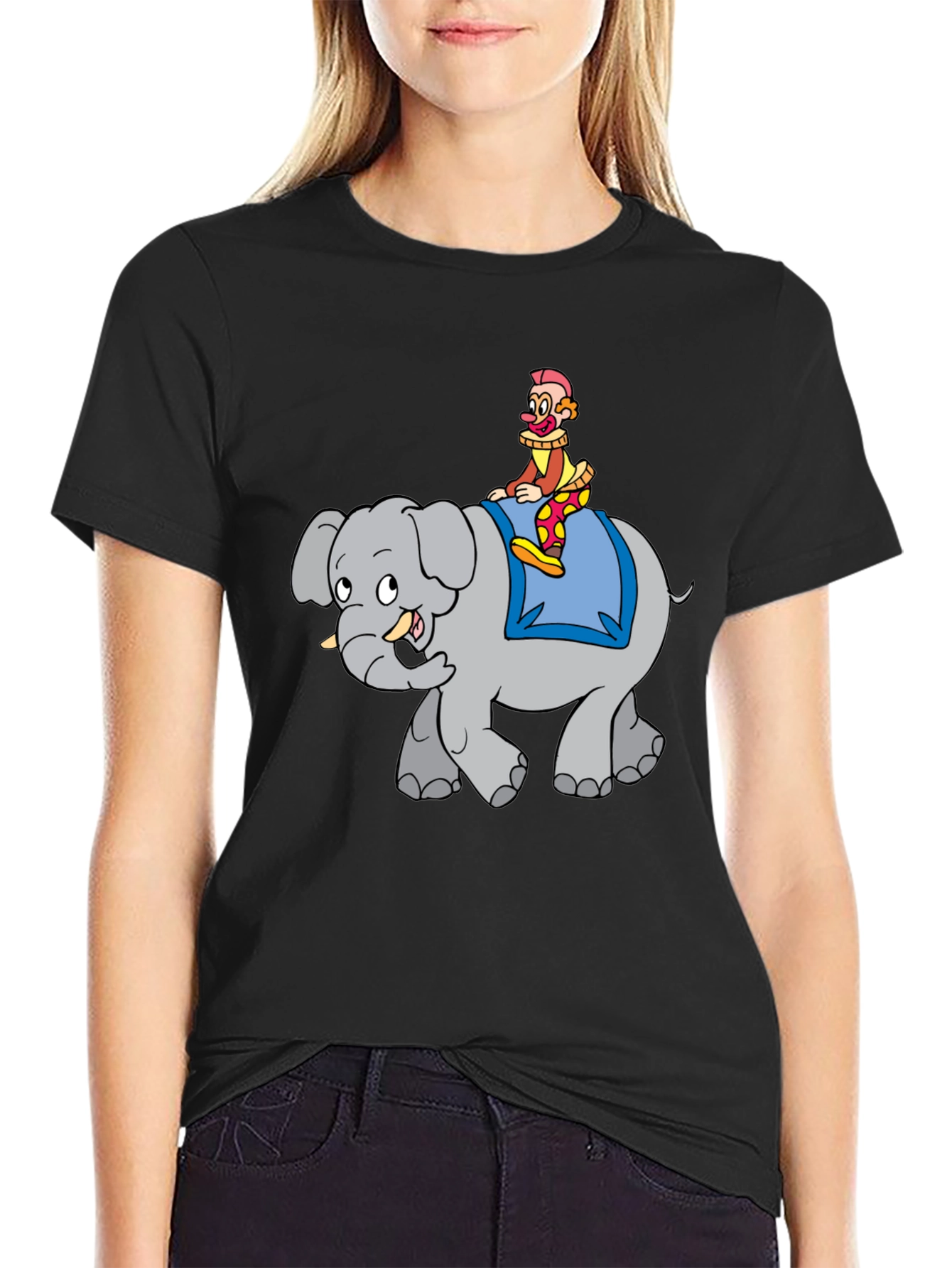 Clown Riding Elephant Graphic Tee