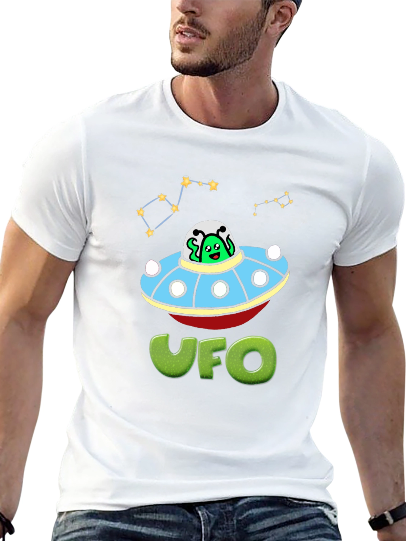 UFO Alien Graphic T-Shirt - Mens Black Tee
