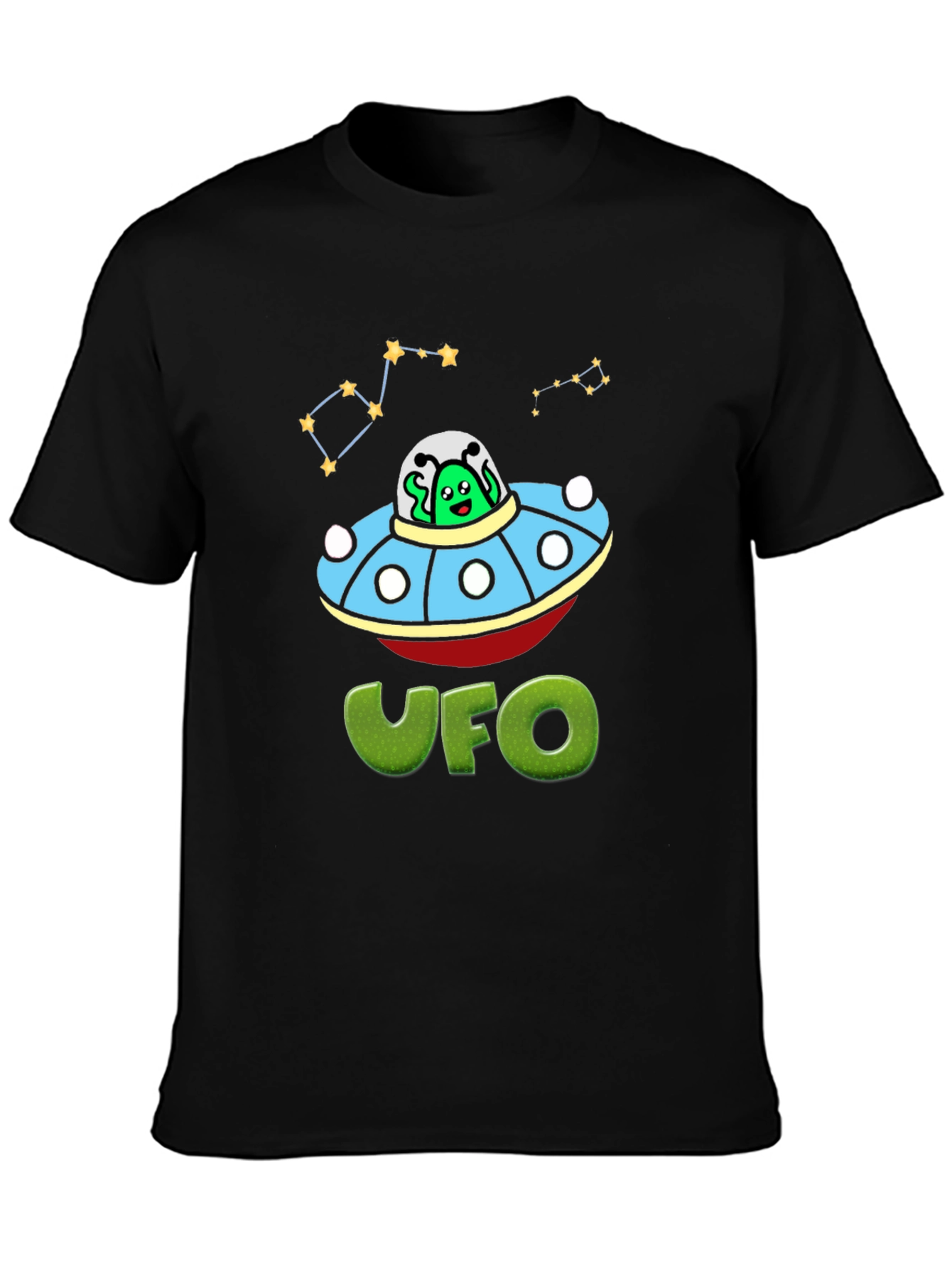 UFO Alien Graphic T-Shirt - Mens Black Tee