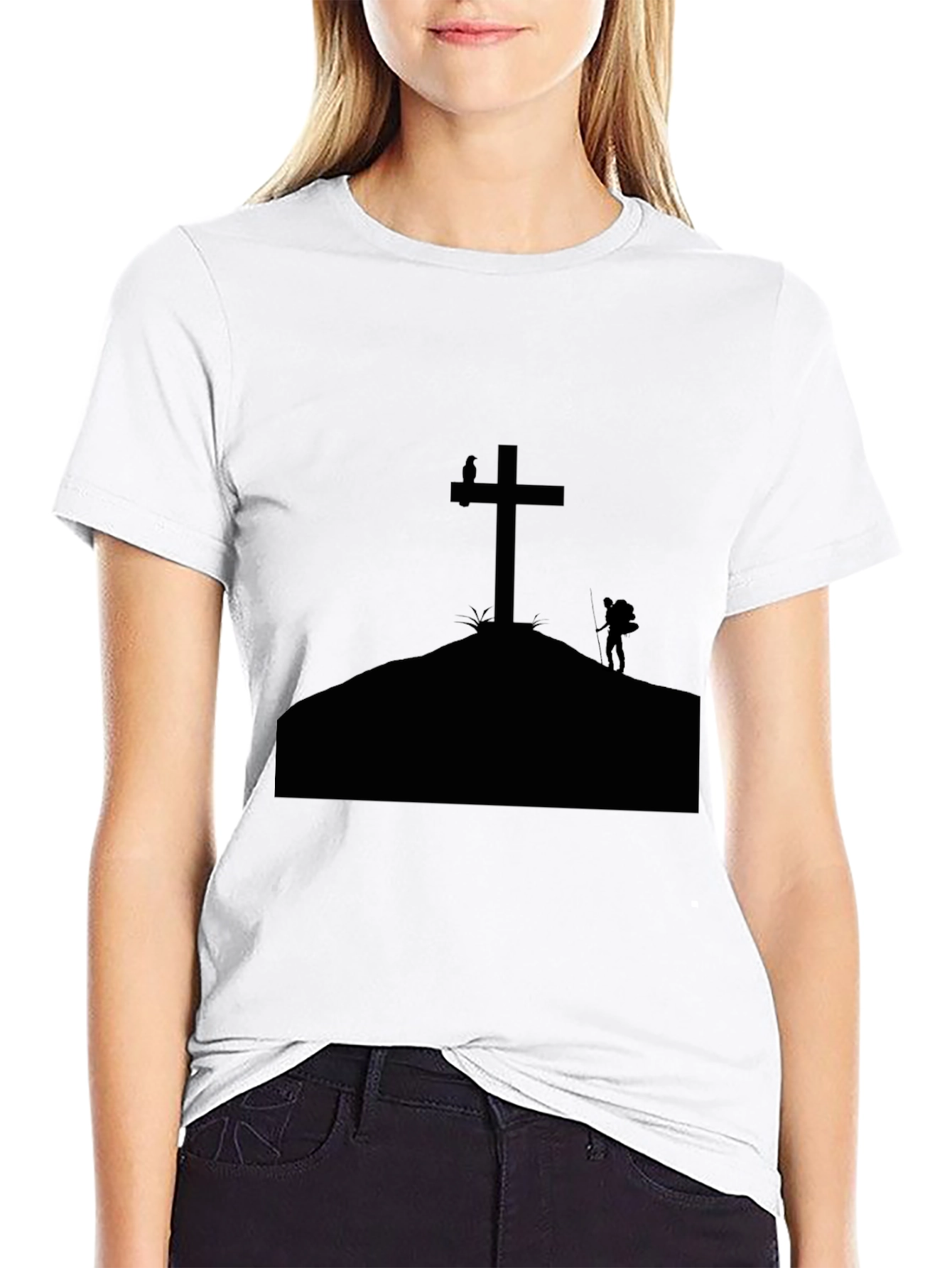 Cross & Hiker Graphic T-Shirt - Black