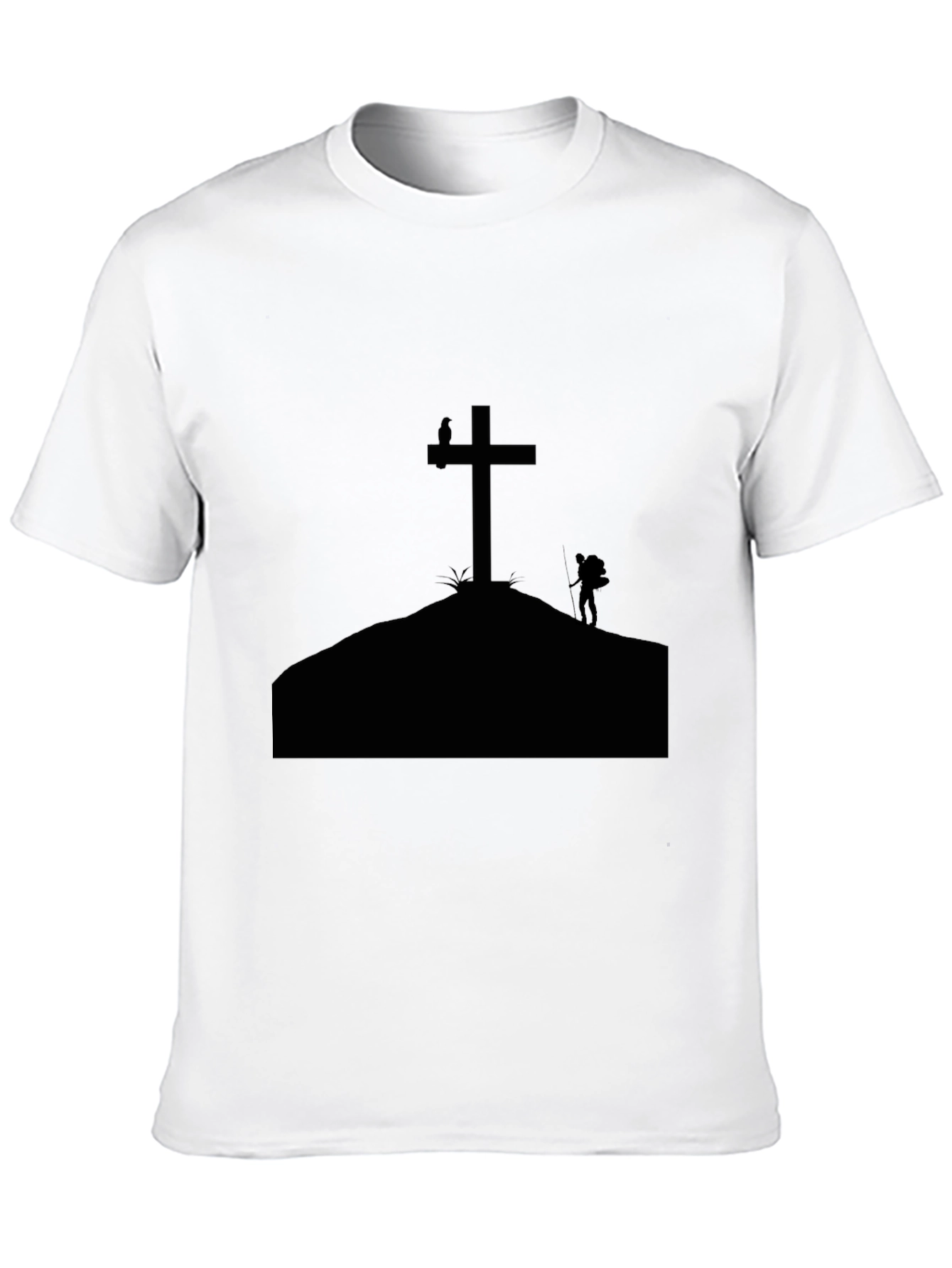 Cross & Hiker Graphic T-Shirt - Black
