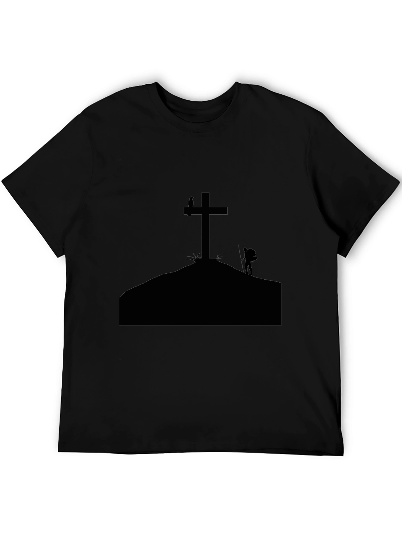 Cross & Hiker Graphic T-Shirt - Black