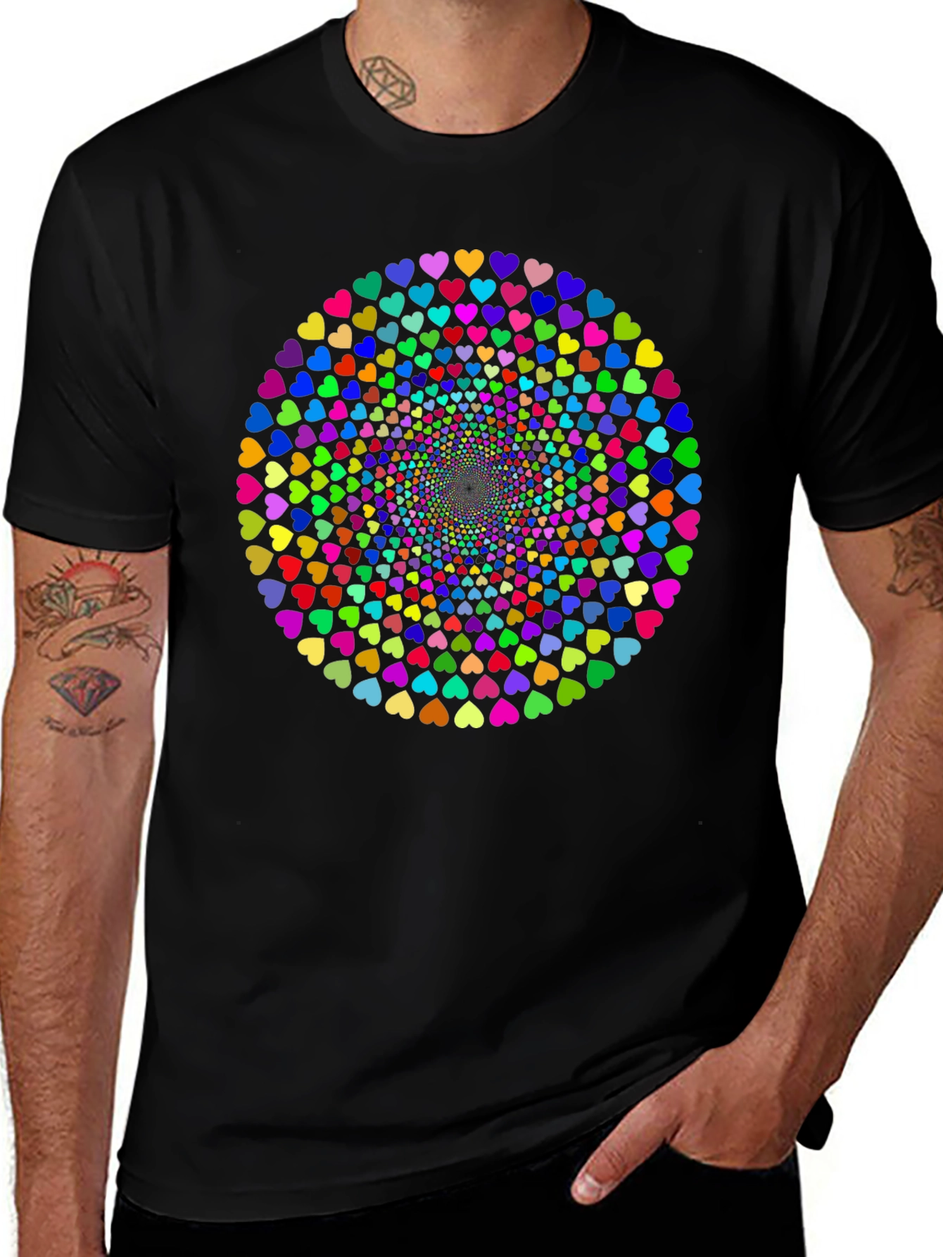 Heart Swirl Black T-Shirt