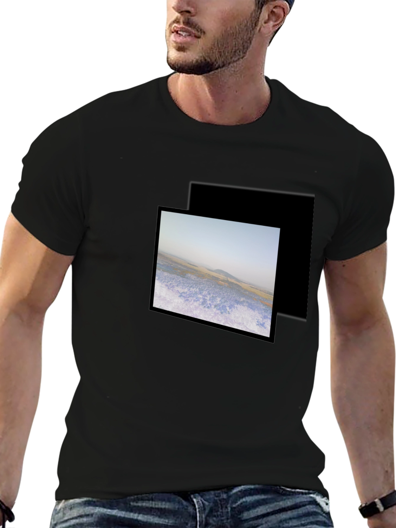 Black Graphic Tee - Nature Scene
