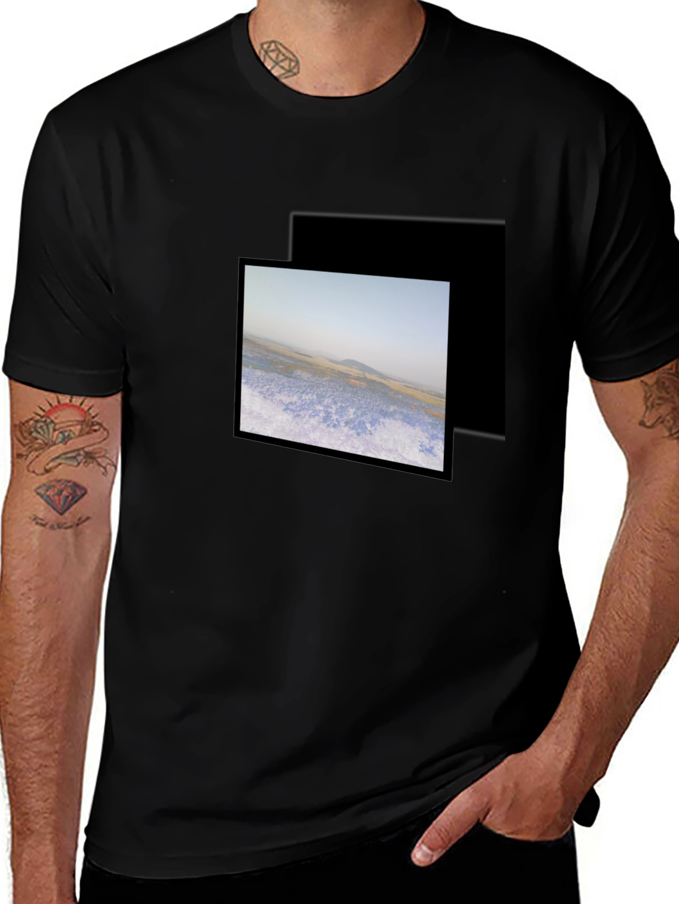 Black Graphic Tee - Nature Scene