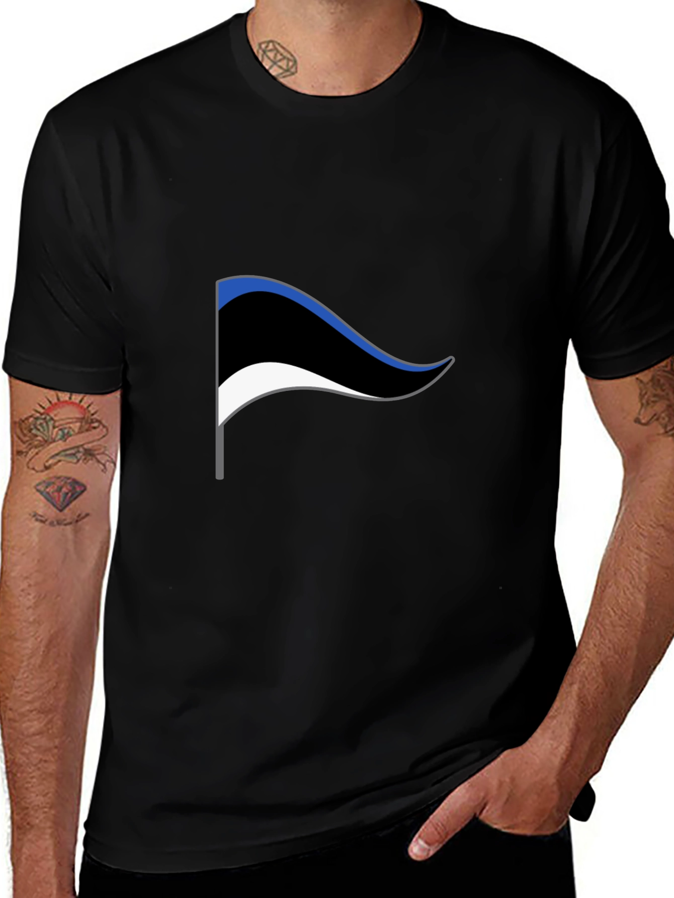 Estonia Flag Tee - Black Graphic T-Shirt