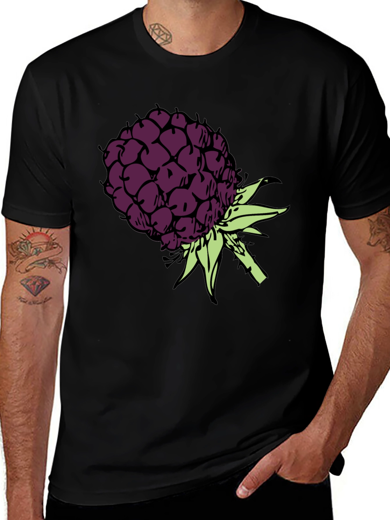 Black T-Shirt with Blackberry Graphic