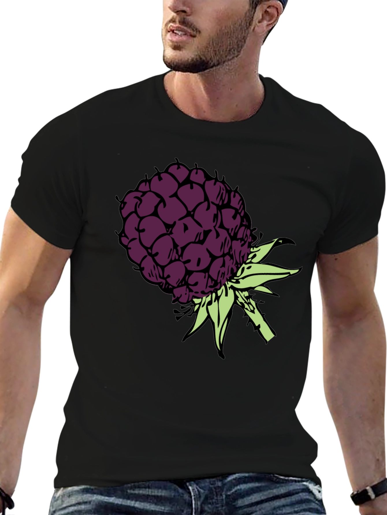 Black T-Shirt with Blackberry Graphic