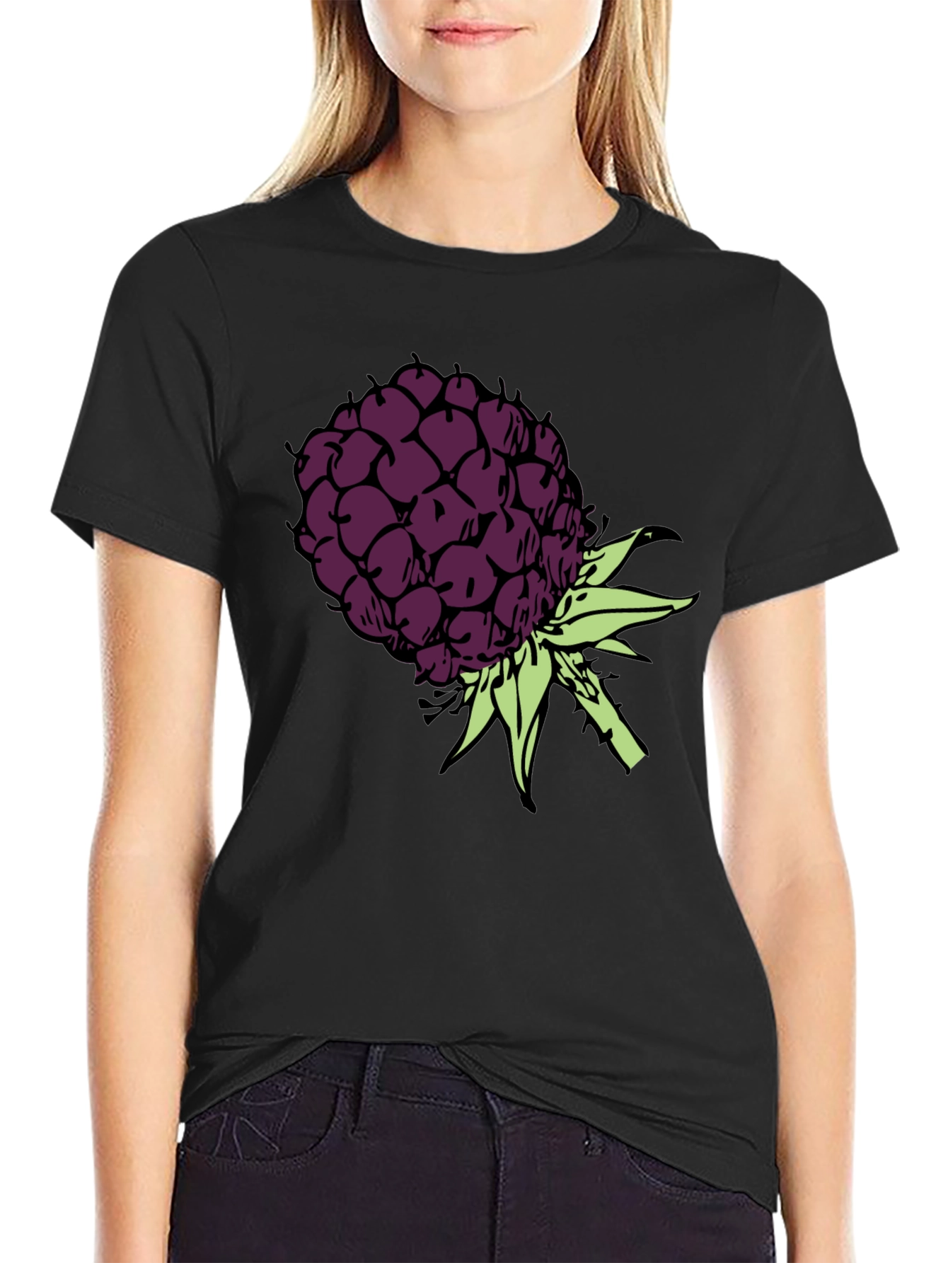 Black T-Shirt with Blackberry Graphic