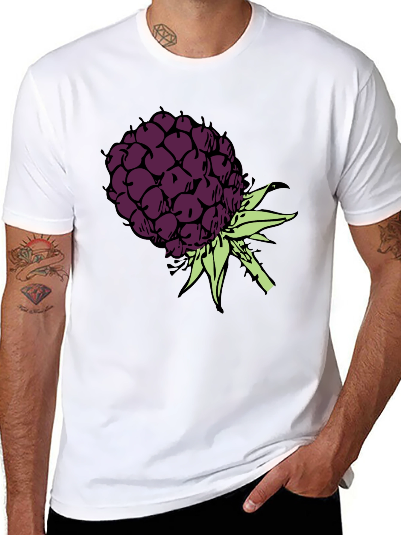 Black T-Shirt with Blackberry Graphic