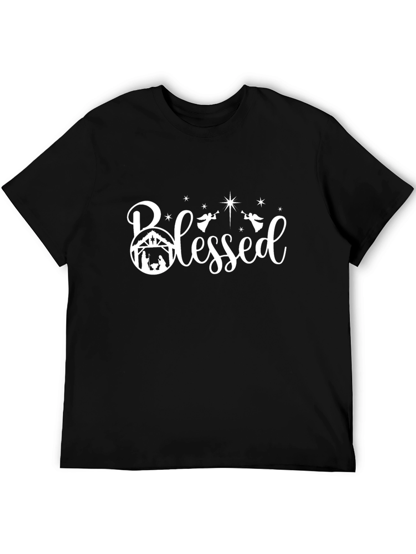 Blessed Nativity Scene Graphic Tee - Black