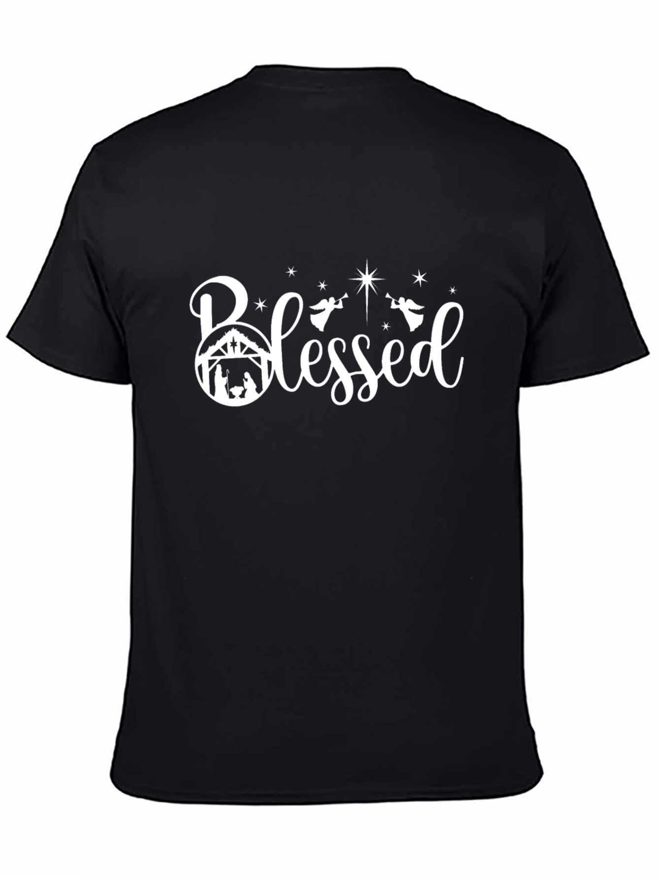Blessed Nativity Scene Graphic Tee - Black
