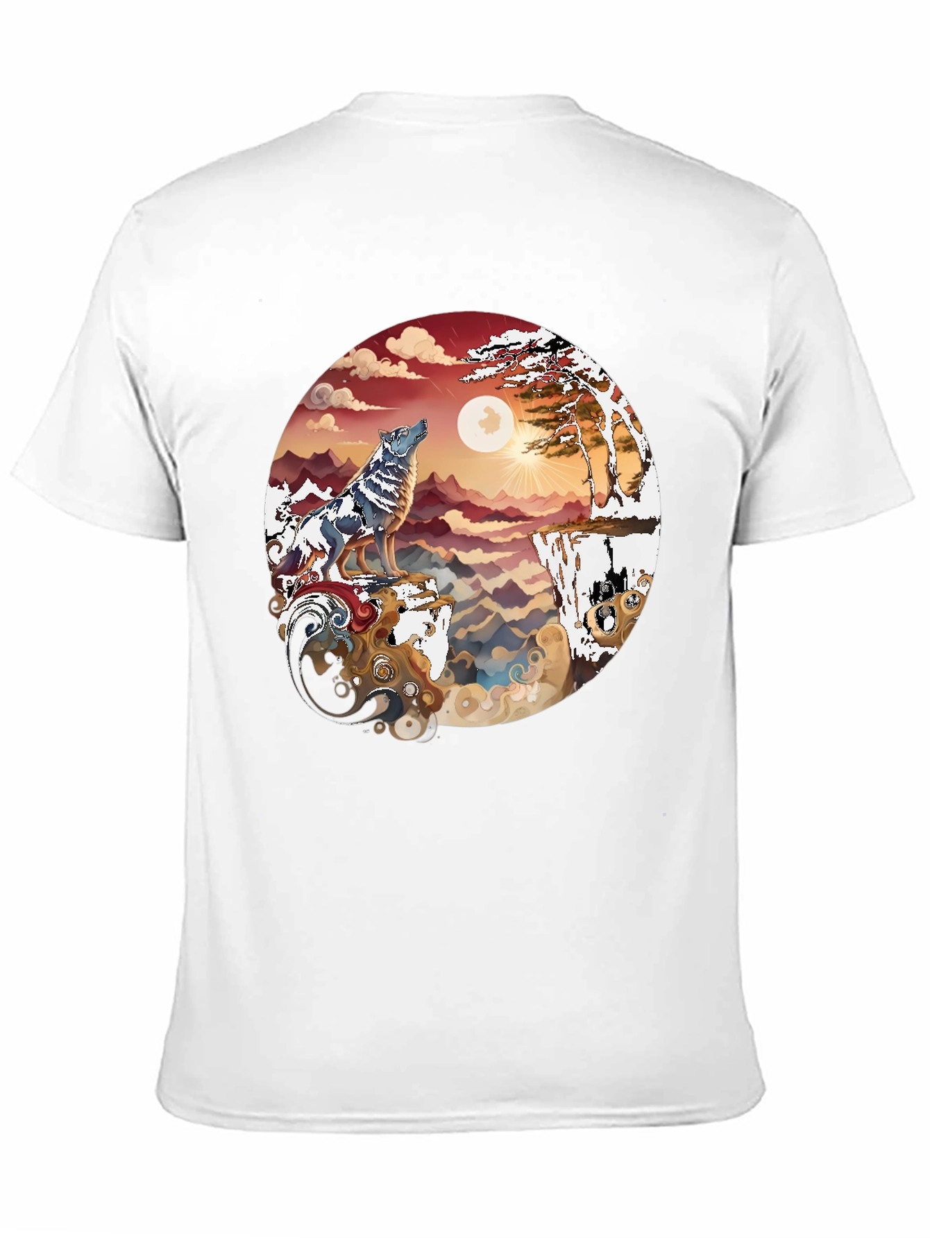 Wolf Landscape Graphic Tee - Black