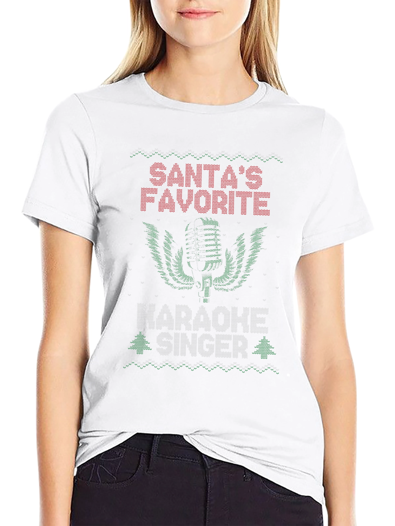 Santas Favorite Karaoke Singer Ugly Christmas Sweater T-Shirt
