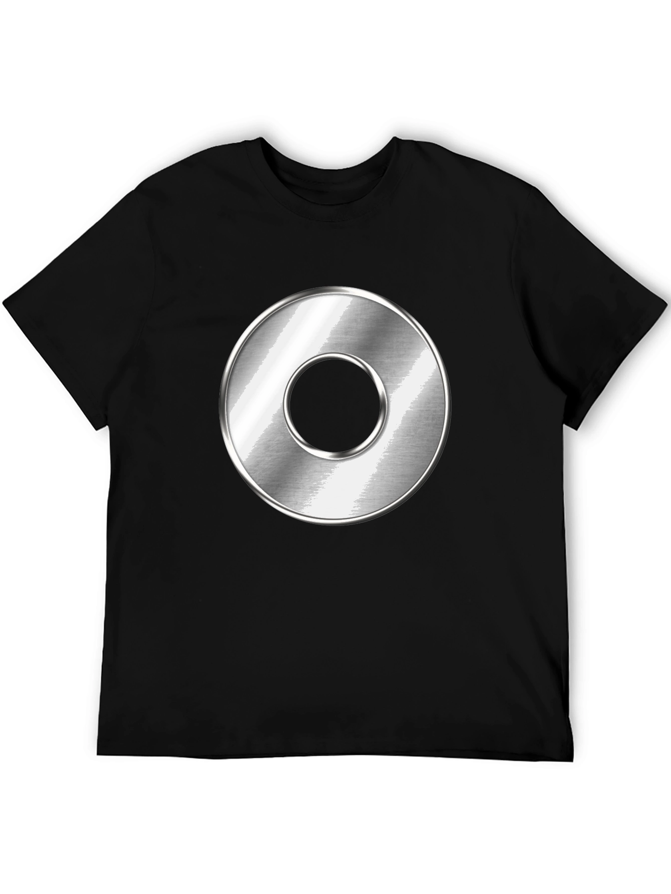 Mens Black T-Shirt with Metallic Circle Design