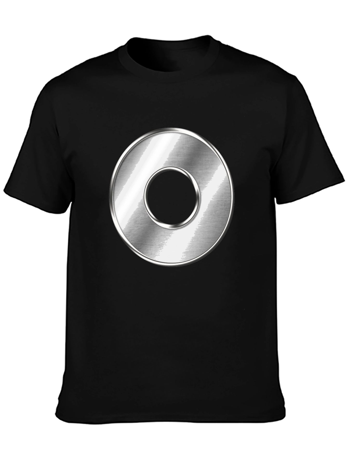 Mens Black T-Shirt with Metallic Circle Design