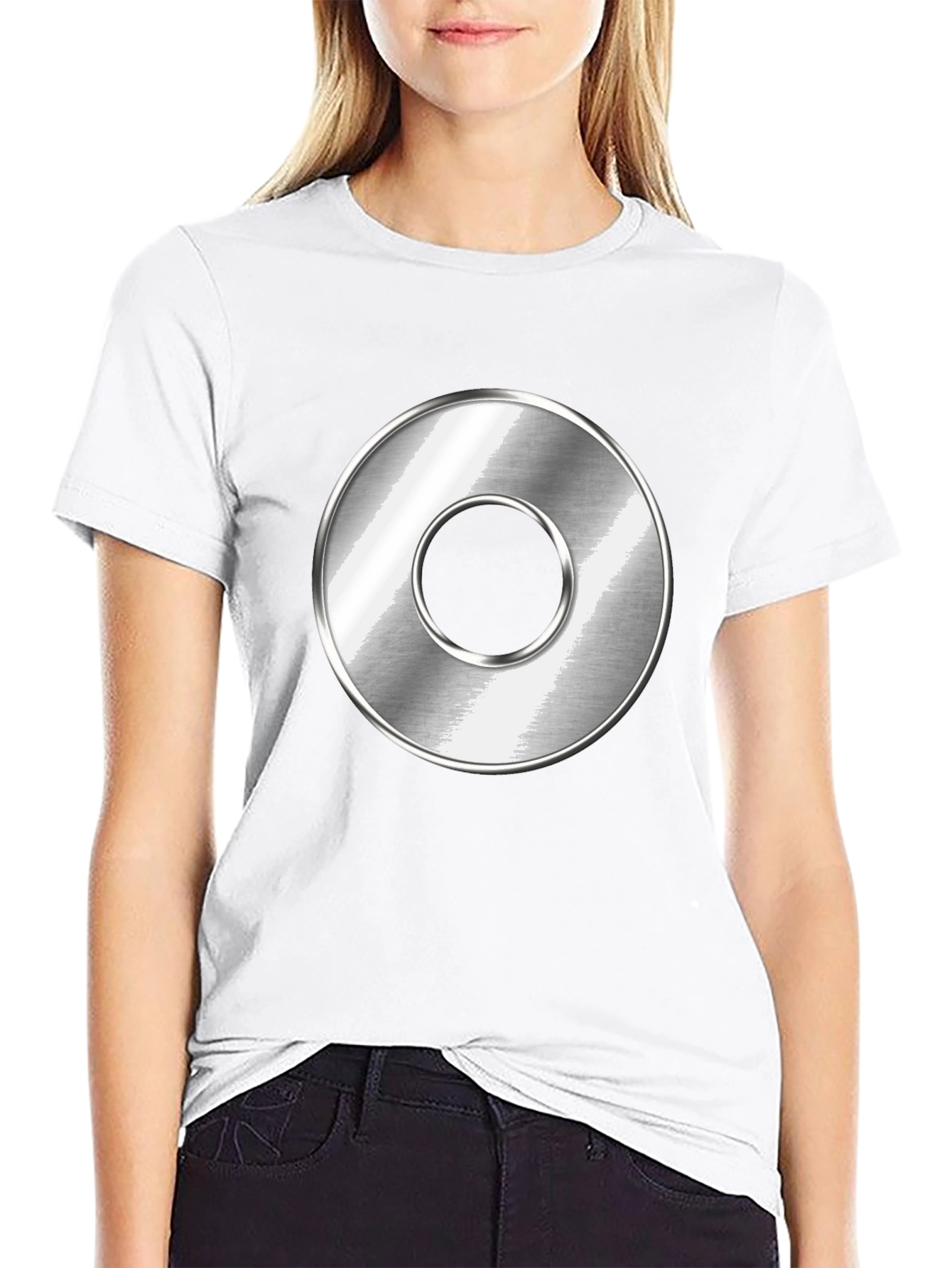 Mens Black T-Shirt with Metallic Circle Design