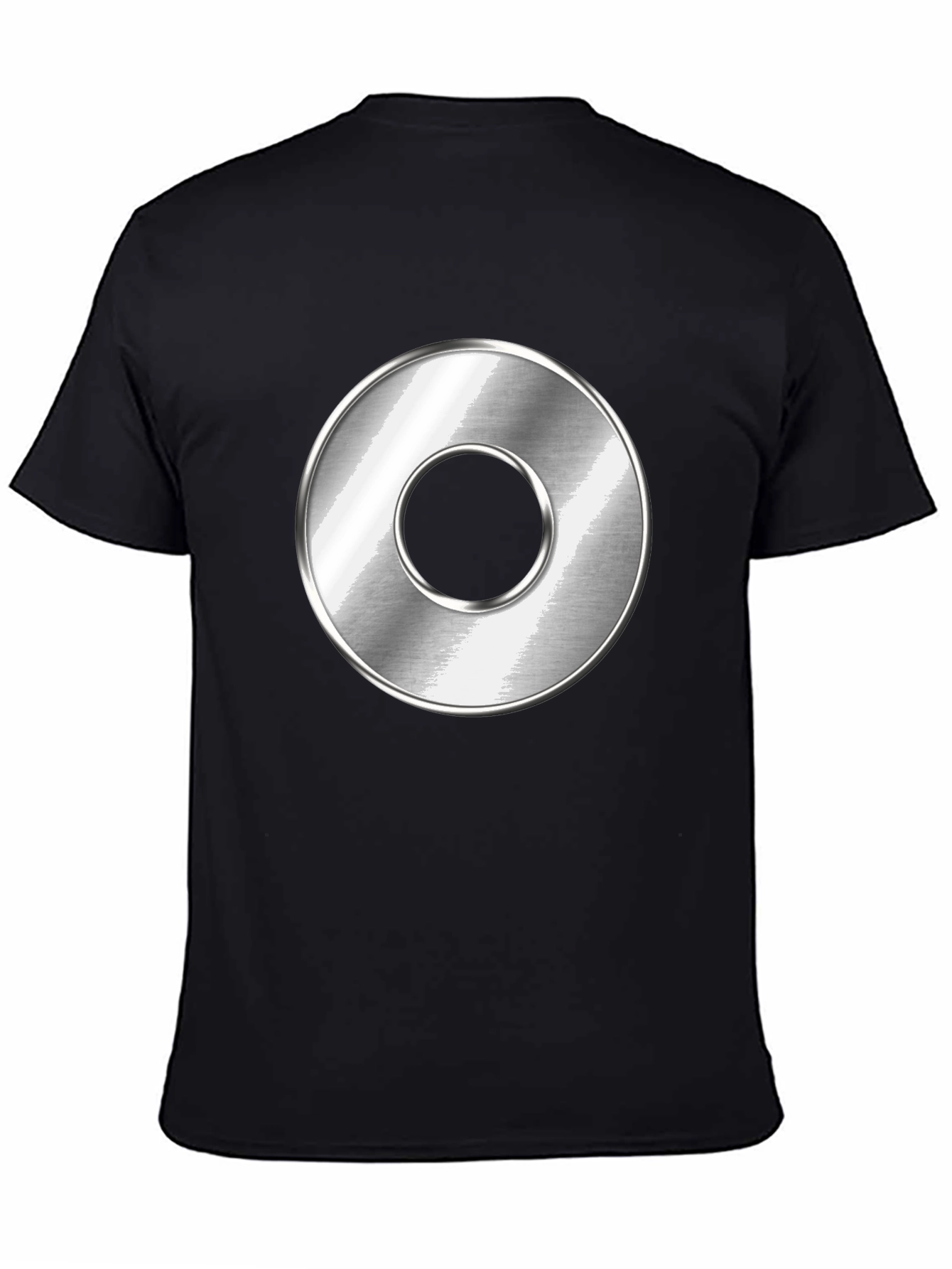 Mens Black T-Shirt with Metallic Circle Design
