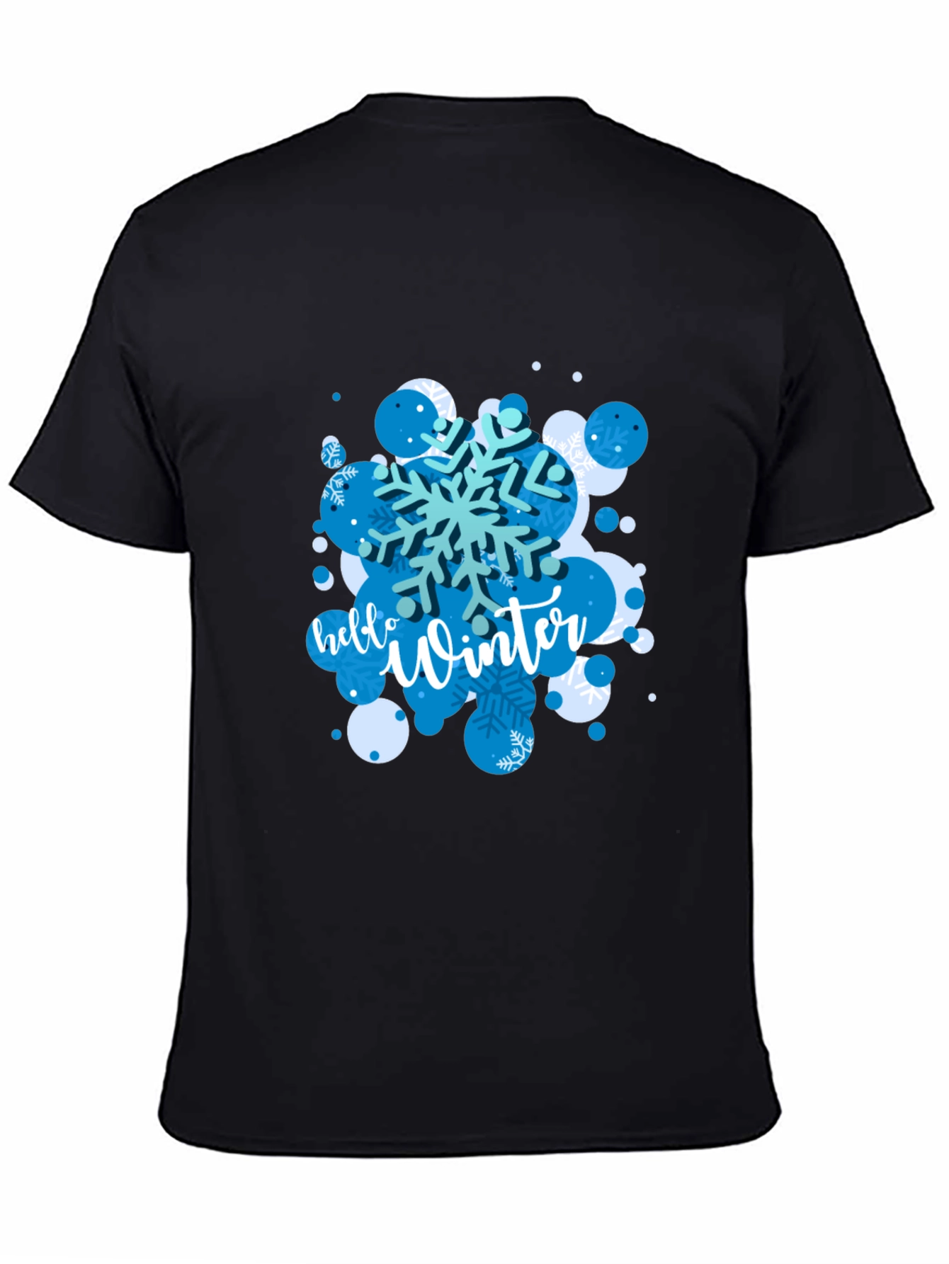 Hello Winter Snowflake Graphic Tee - Black