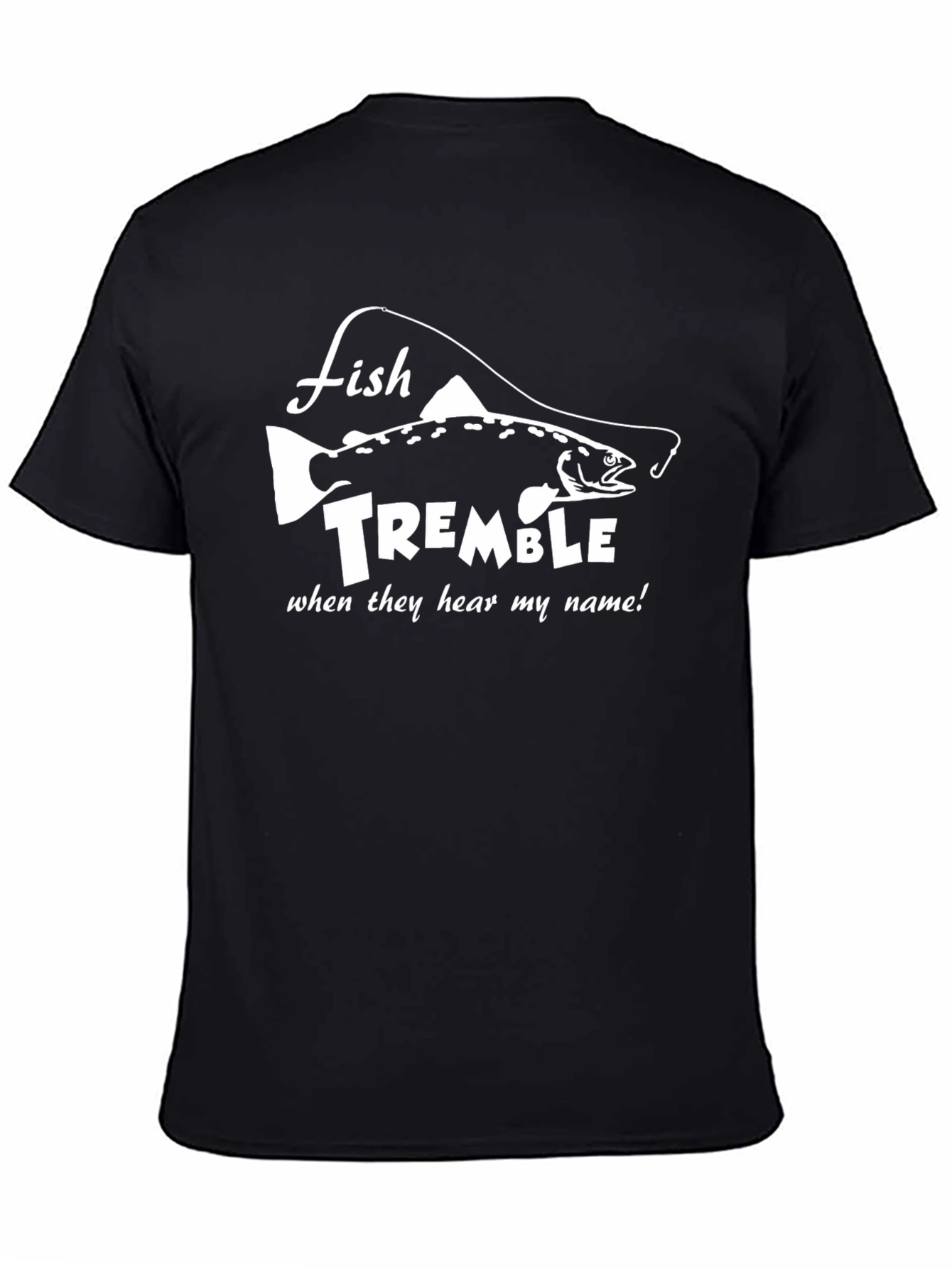 Fish Tremble Mens Black T-Shirt Funny Fishing Graphic Tee