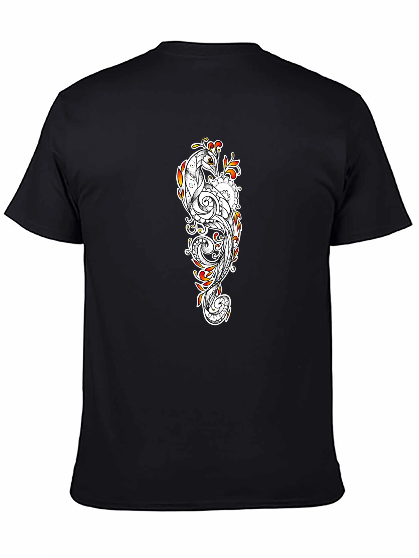 Peacock Art Black T-Shirt