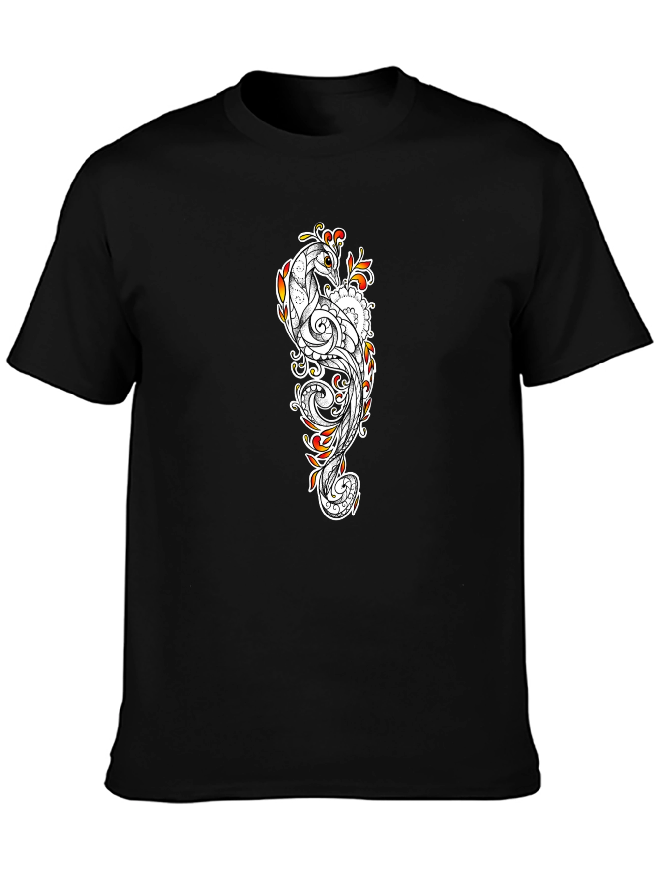 Peacock Art Black T-Shirt