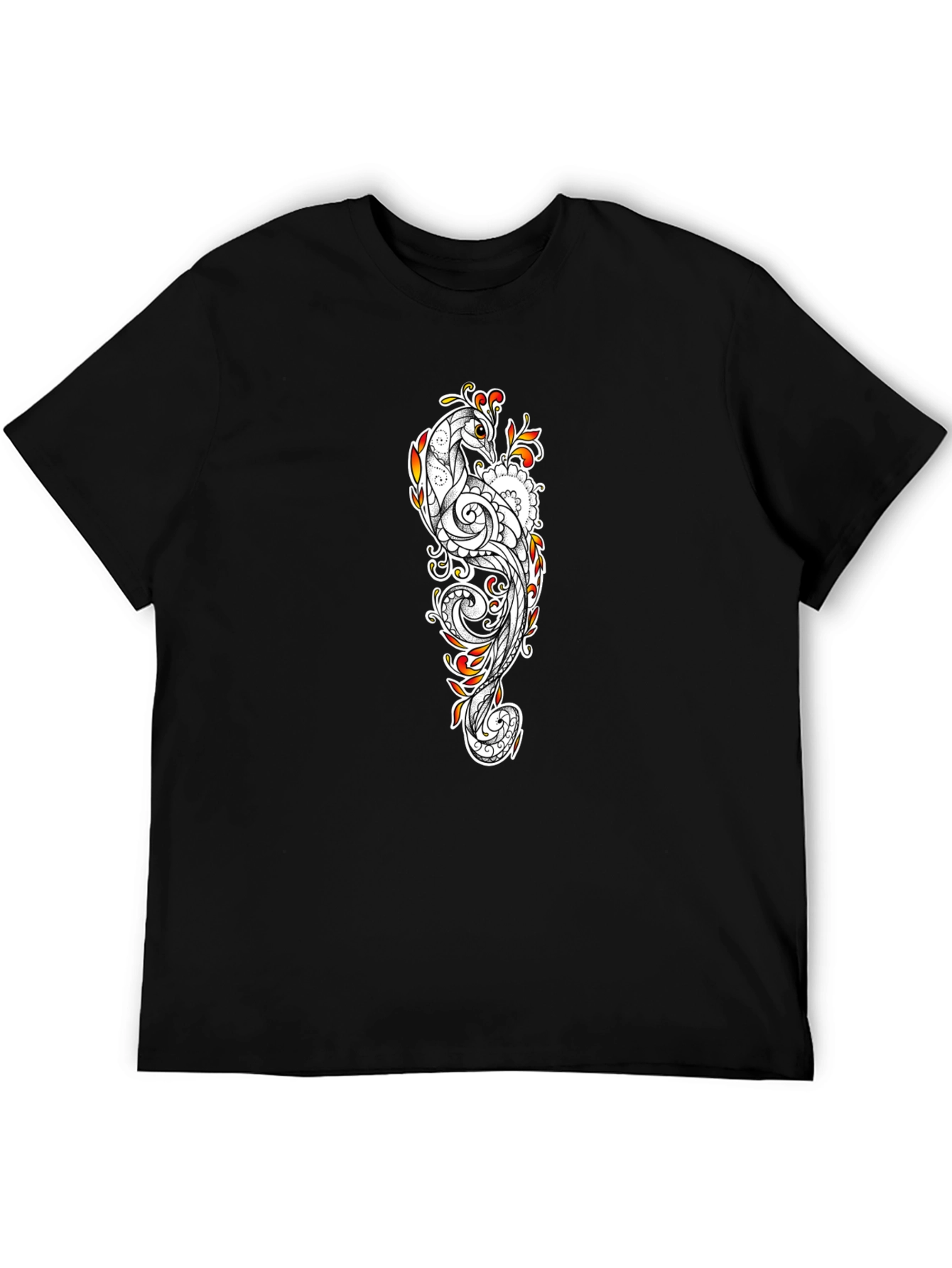 Peacock Art Black T-Shirt
