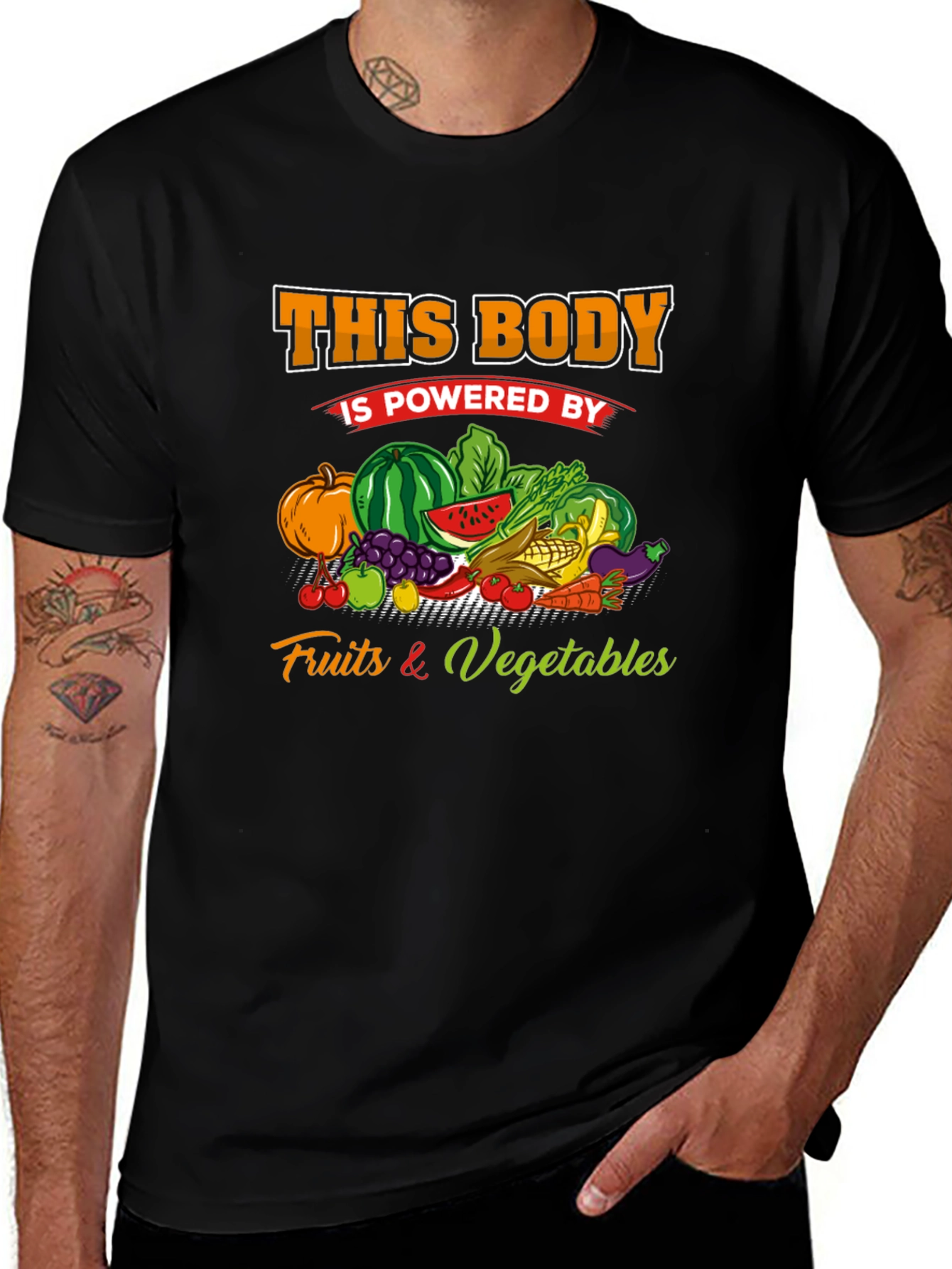 Powered By Fruits & Vegetables Graphic Tee