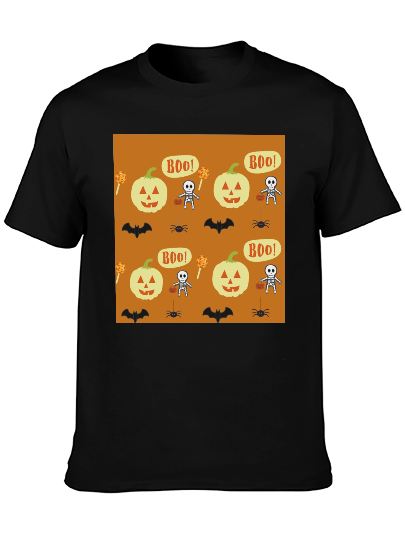 Halloween Print Black T-Shirt