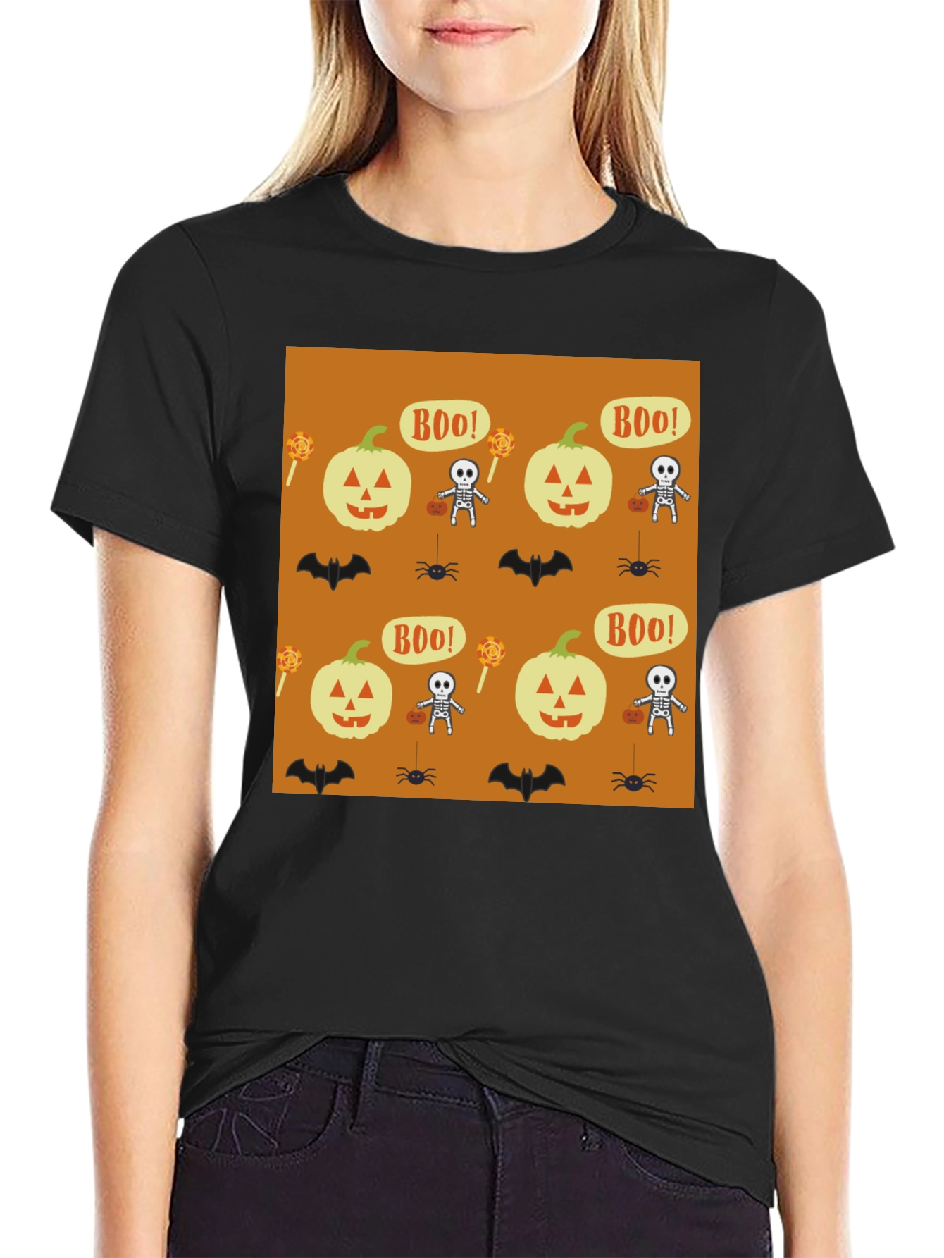 Halloween Print Black T-Shirt
