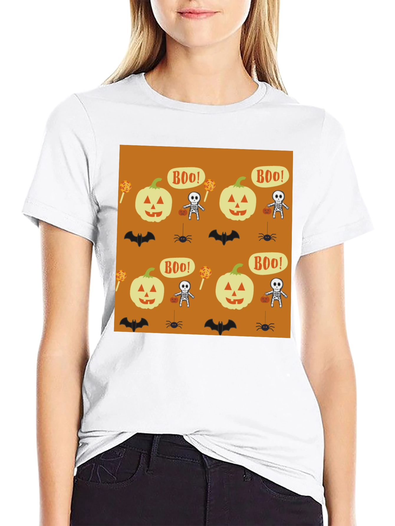 Halloween Print Black T-Shirt