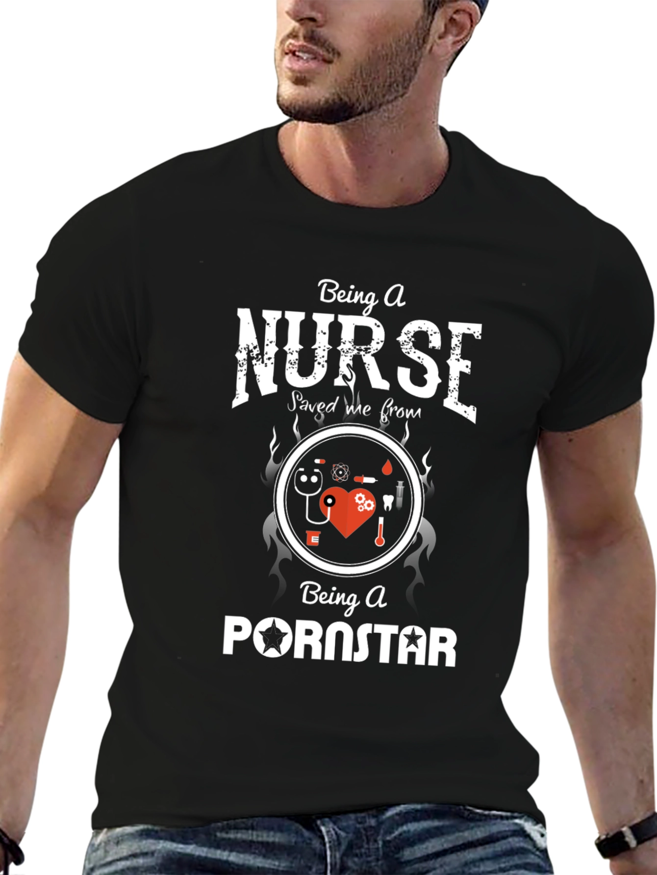 Funny Nurse T-Shirt: Saved Me From Pornstar