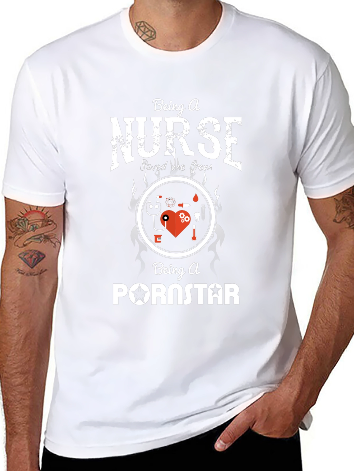 Funny Nurse T-Shirt: Saved Me From Pornstar