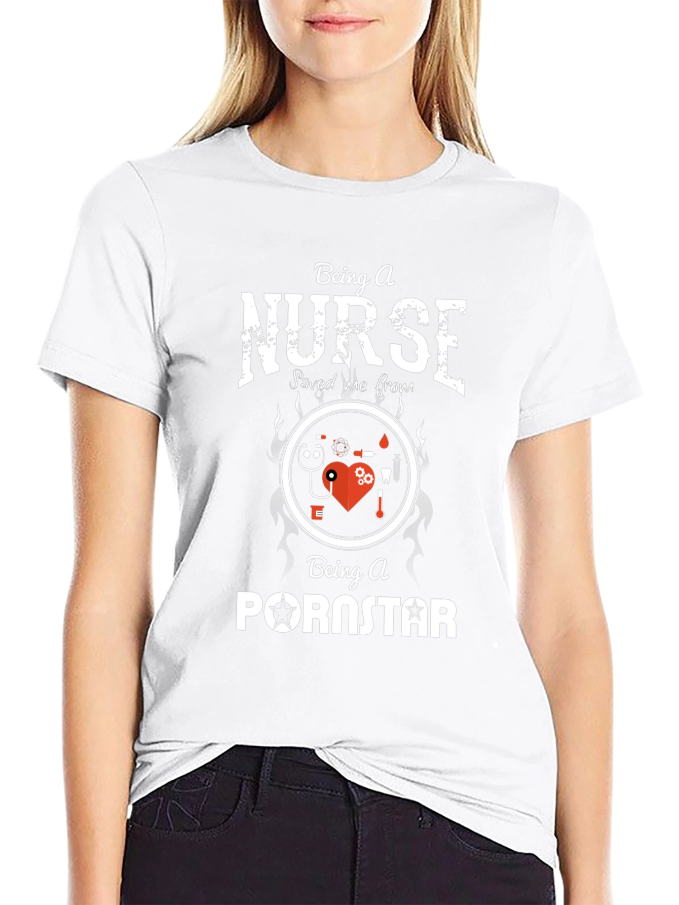 Funny Nurse T-Shirt: Saved Me From Pornstar
