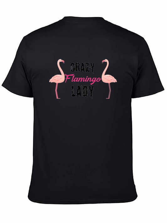 Crazy Flamingo Lady Graphic T-Shirt