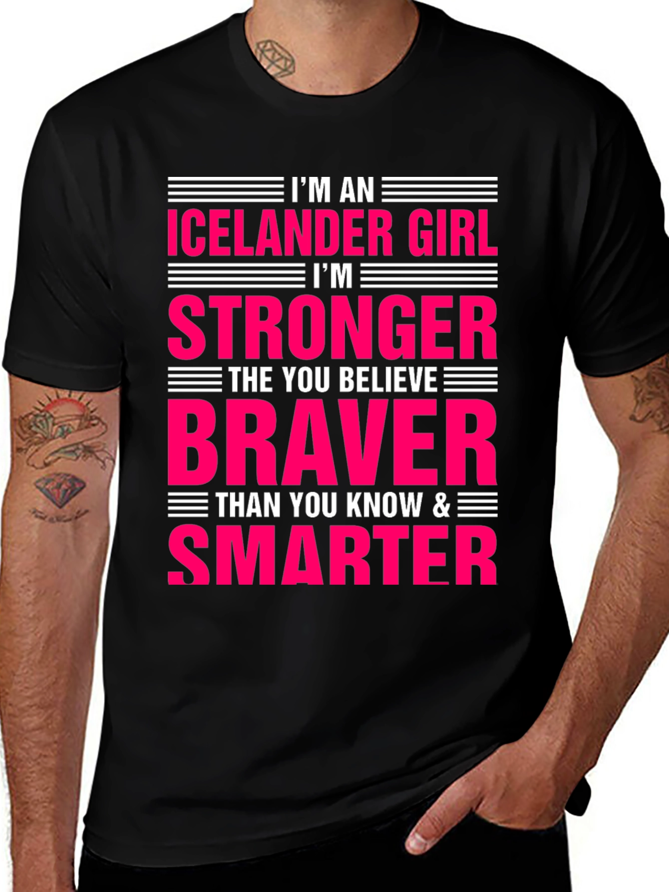 Icelandic Girl Strong Braver Smarter T-Shirt