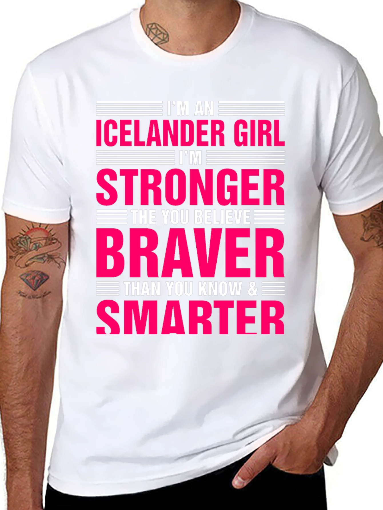 Icelandic Girl Strong Braver Smarter T-Shirt