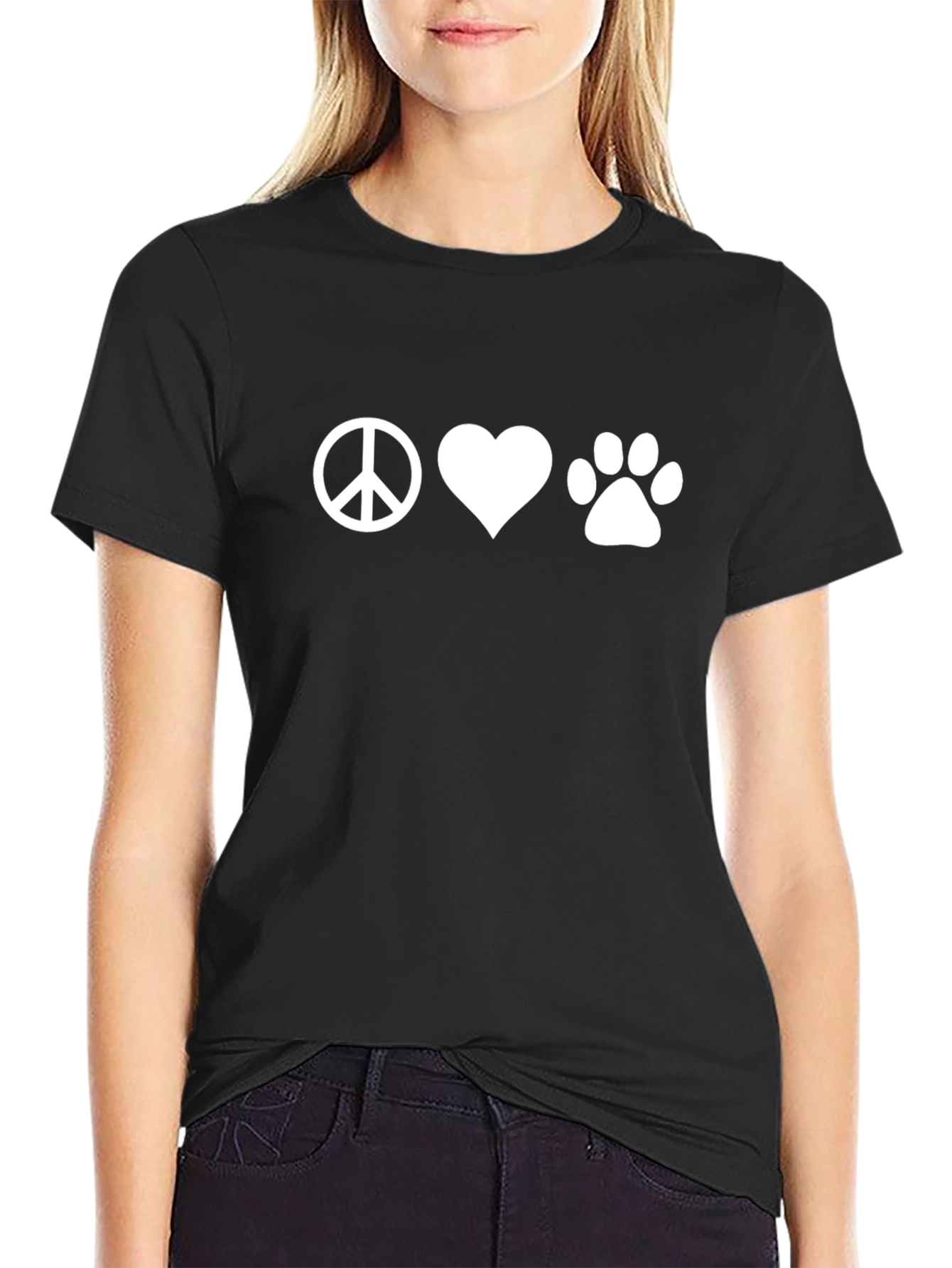 Peace Love Paw T-Shirt - Black