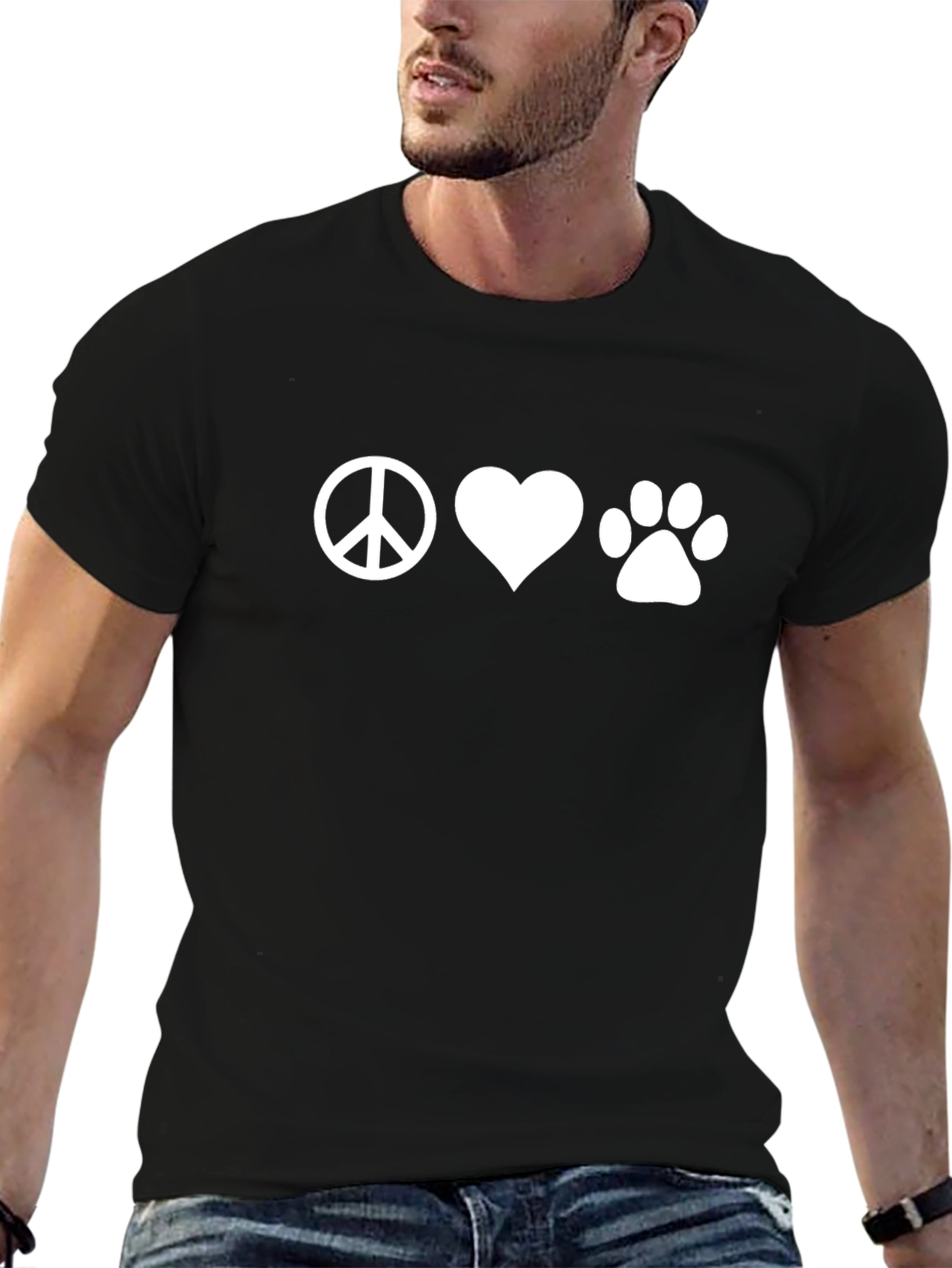 Peace Love Paw T-Shirt - Black
