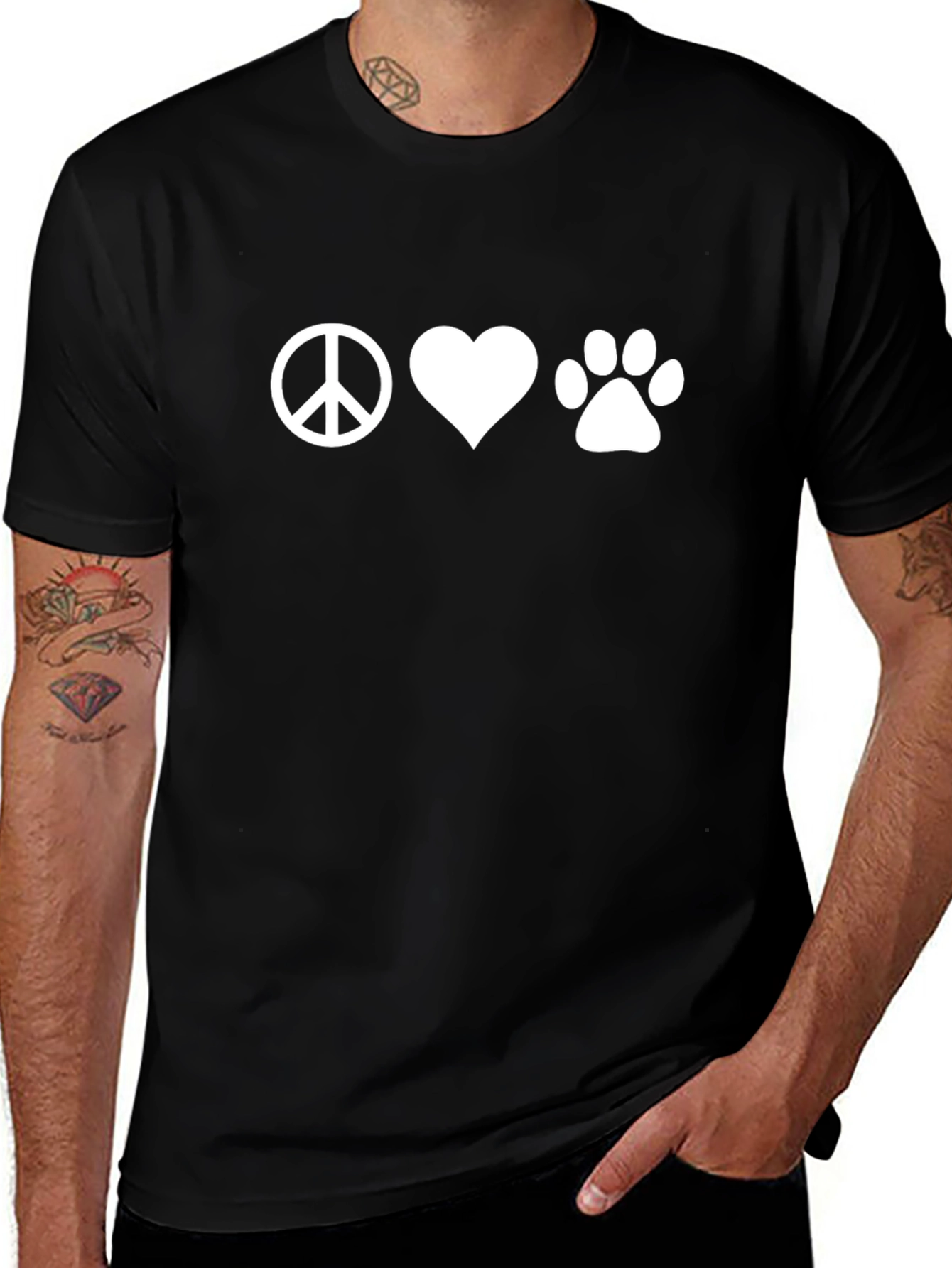 Peace Love Paw T-Shirt - Black