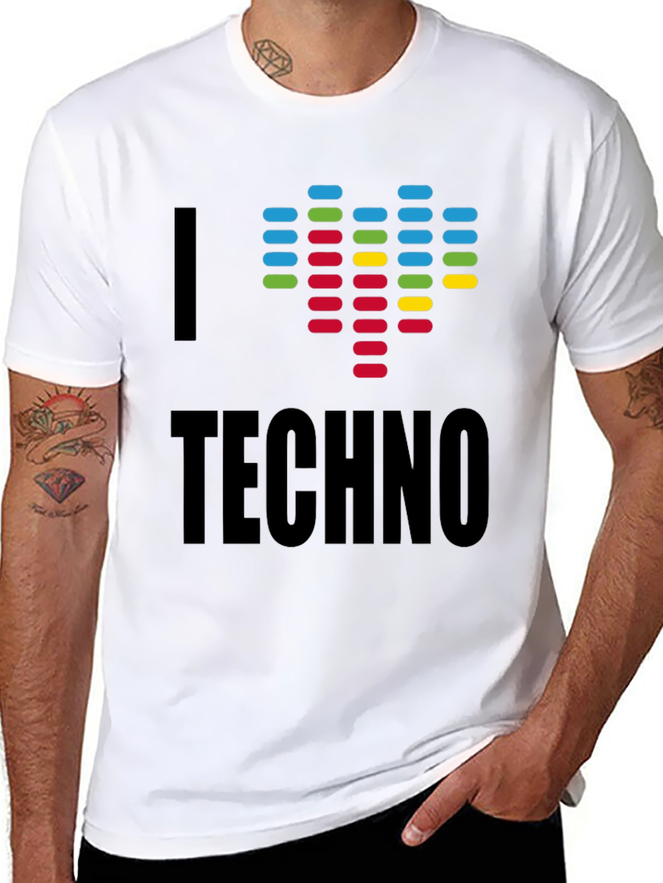 I Love Techno Graphic T-Shirt - Music Lover Tee
