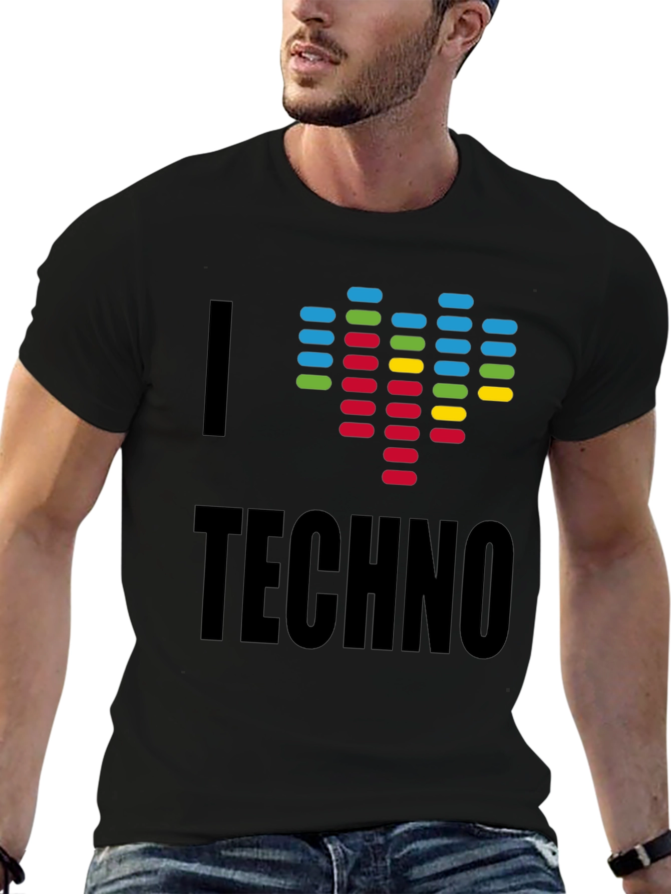 I Love Techno Graphic T-Shirt - Music Lover Tee