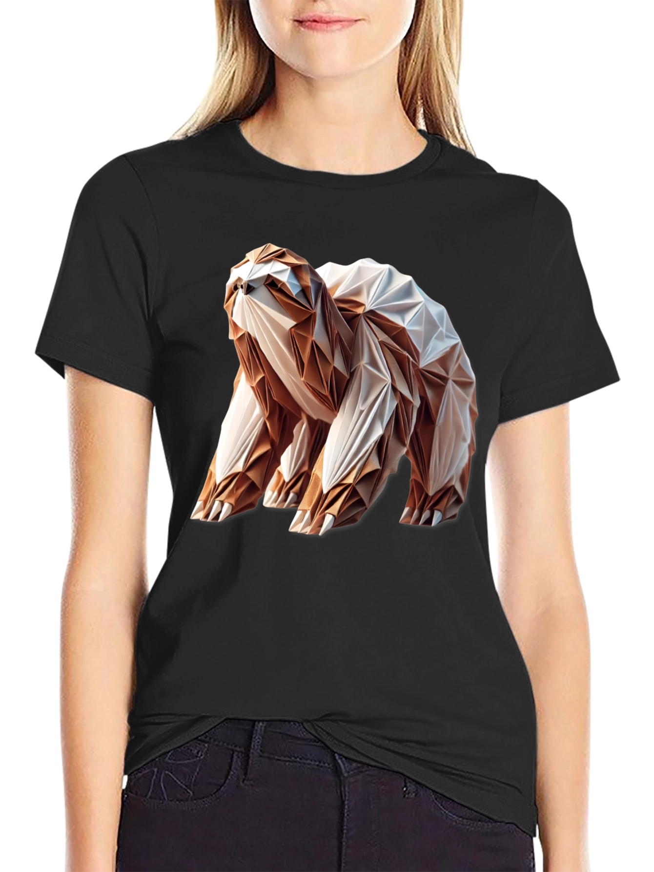 Origami Sloth Graphic Tee - Unique Geometric Design