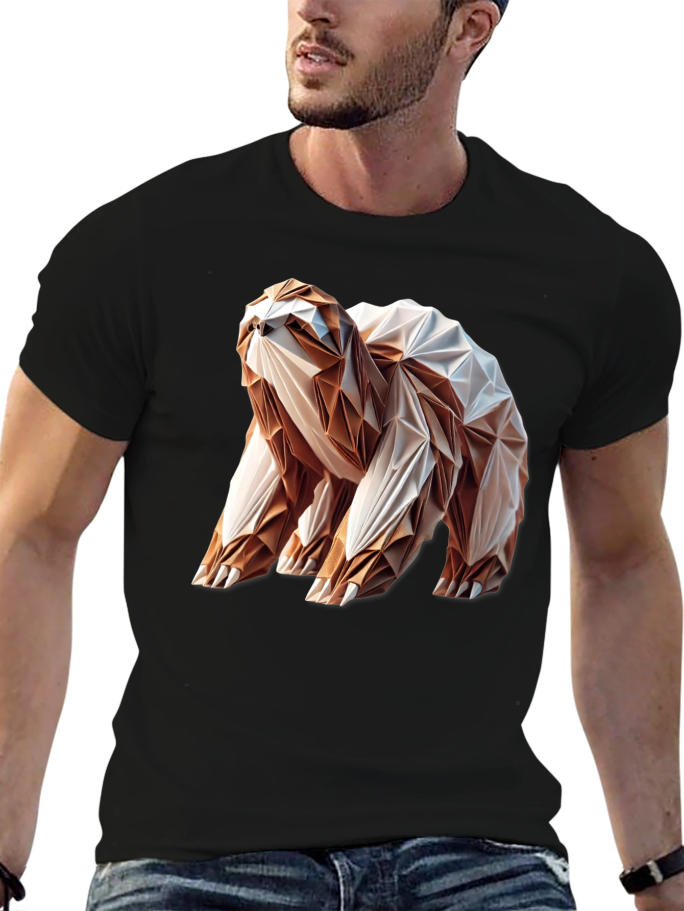 Origami Sloth Graphic Tee - Unique Geometric Design