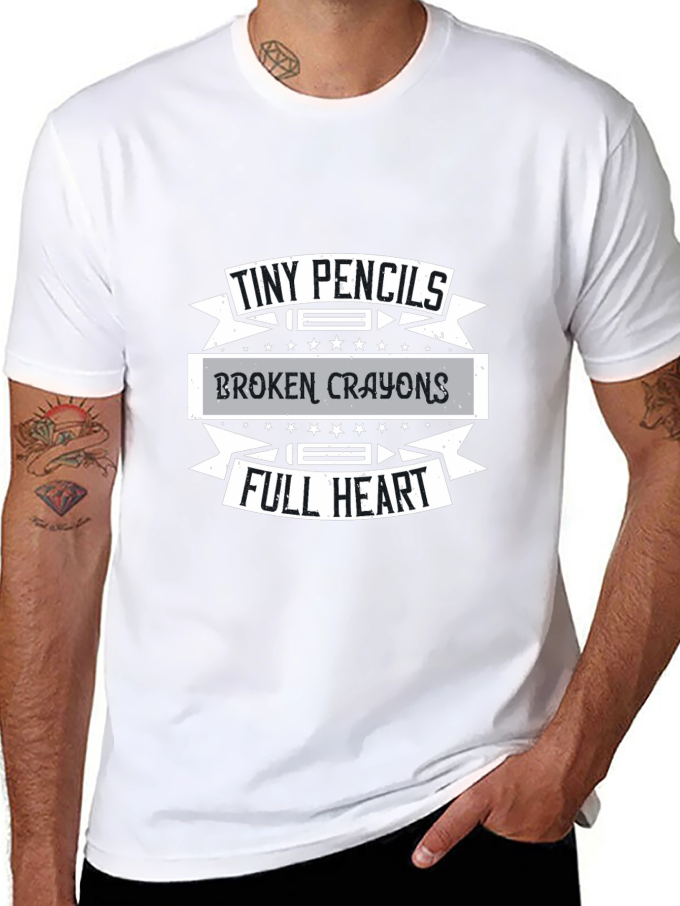 Tiny Pencils Broken Crayons Full Heart Graphic T-Shirt