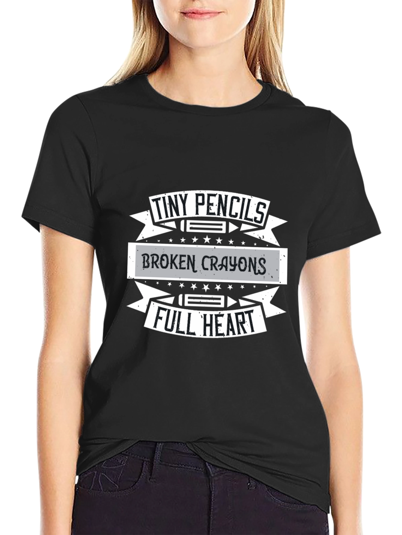 Tiny Pencils Broken Crayons Full Heart Graphic T-Shirt
